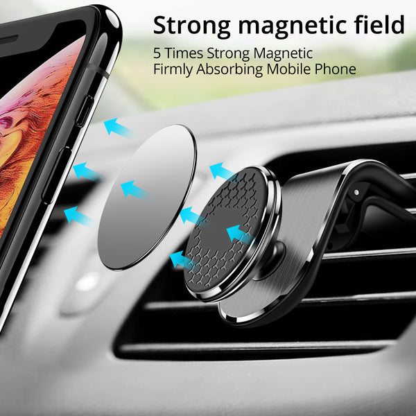 Magnetic 360° Car Phone Holder – Strong Grip Air Vent Mount for All Smartphones