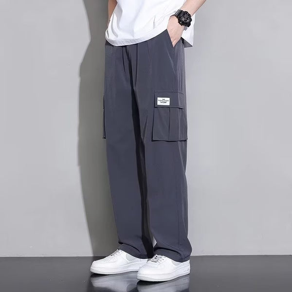 Men’s Casual Cropped Work Pants & Short Sleeve Top Set