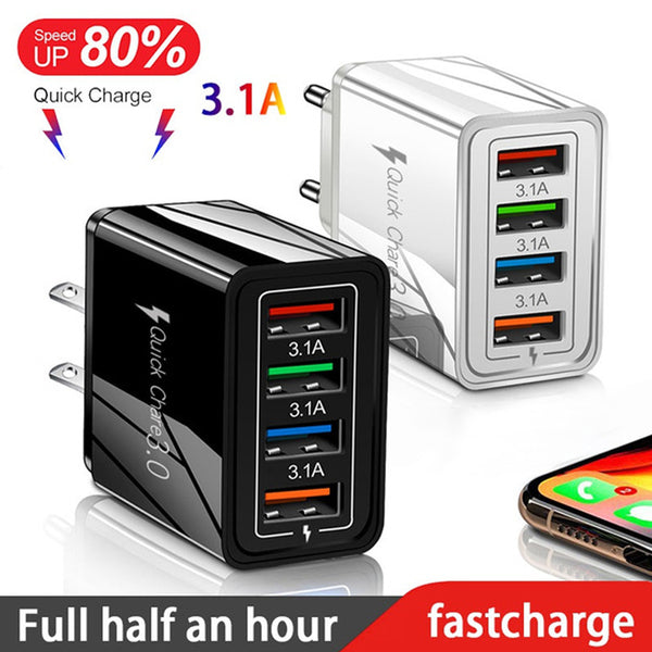 4-Port USB Fast Charger – Quick Charge 3.0 for Phones & Tablets