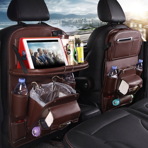 ✨ Luxury PU Leather Car Seat Back Organizer – Ultimate Storage Solution for Your Ride