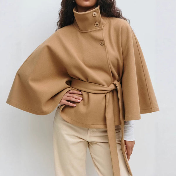 Winter Elegance – High Neck Batwing Sleeve Coat